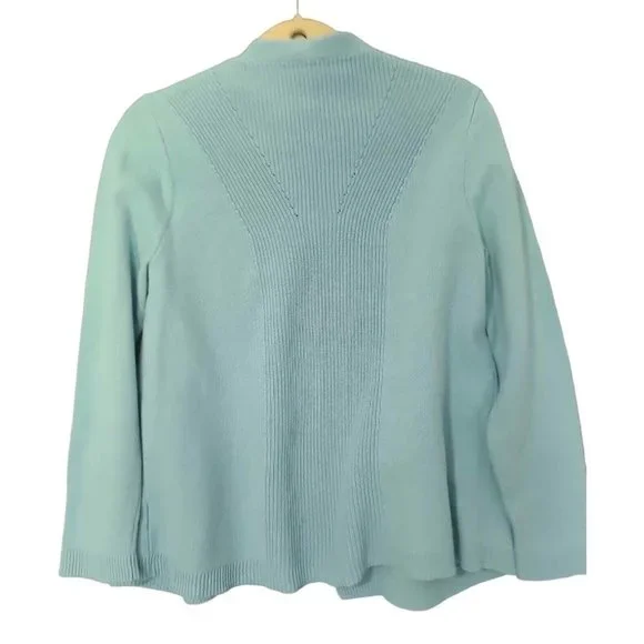 Talbots Cardigan Sweater Women Large Petite Blue Open Front Coastal - Picture 3 of 6